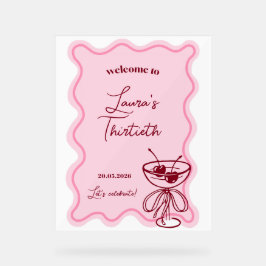 Retro-Kirschtorte-Cocktail-Geburtstagsfeier-Willko Acrylschild