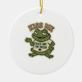 Retro Kiss Me I'm Irish Frog St.Patrick's Day Keramik Ornament