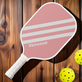 Retro Kiss Three Strips with Name Pickleball Schläger