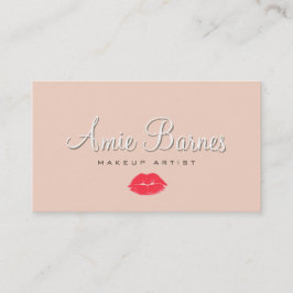 Retro Kissing Lips Makeup Artist Cosmetology Peach Visitenkarte