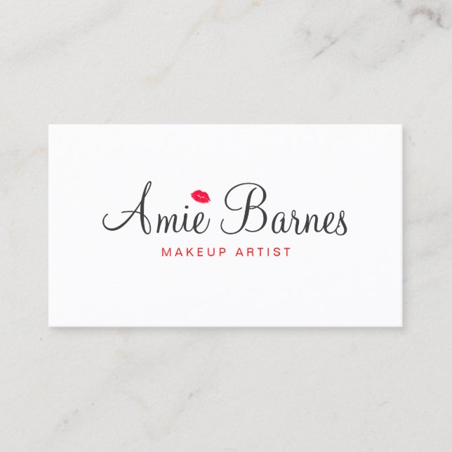 Retro Kissing Lips Makeup Artist White Beauty Visitenkarte (Vorderseite)