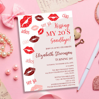Retro Kissing My 20's Goodbye 30. Geburtstag Party Einladung