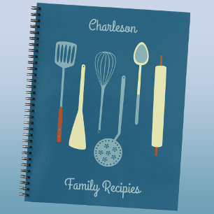 Retro Kitchen Family Rezept Personalisiert Notizbuch
