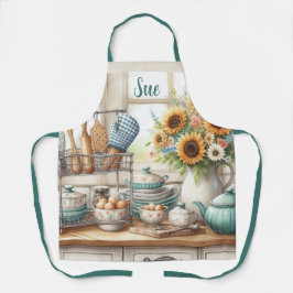 Retro Kitchen Geschirr Teapot Personalisiert Schürze