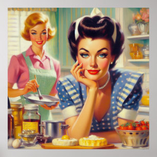 Retro Kitchen Painting Poster