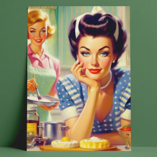 Retro Kitchen Painting Postkarte