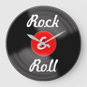 Retro Kitchen Rock & Roll Red Record Wall Clock Große Wanduhr