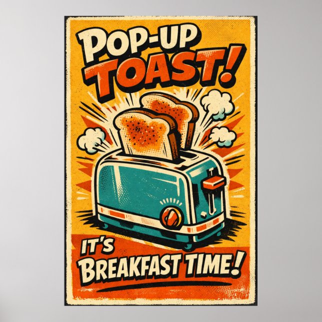 Retro Kitchen Toaster Poster – Pop-Up Toast Breakf (Vorne)
