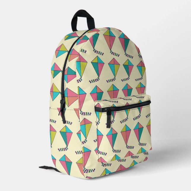 Retro Kite Pattern Bedruckter Rucksack (Rückseitige Ecke links)