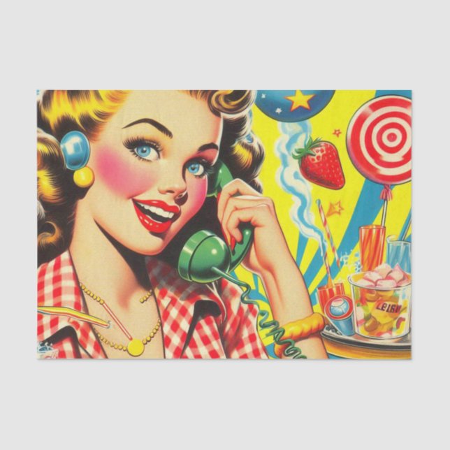 Retro Kitsch Button Up Seidenpapier (Vorderseite)