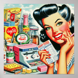 Retro Kitsch Schönes Vintages Girl Poster