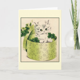 Retro Kitten Saint Patrick's Day Note Card Karte