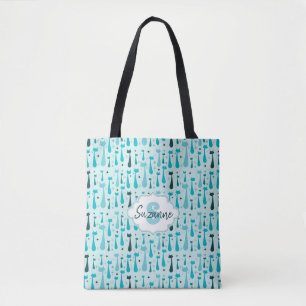 Retro Kitty-atomarSilhouette in aquamarinem