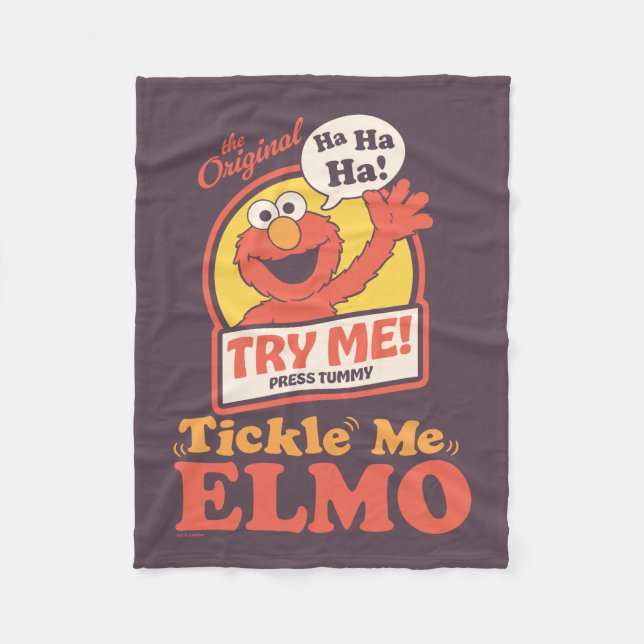 Retro Kitzel mich Elmo Winkendes Grafik Fleecedecke (Vorderseite)