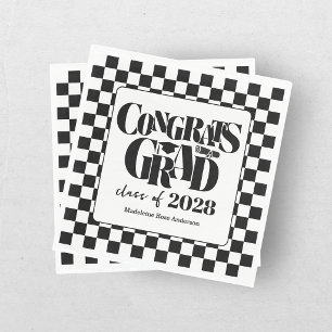 Retro-Klasse zum Abschluss Gratulation Schwarz Serviette