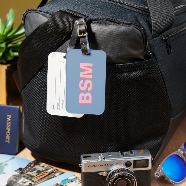 Retro Klassiker 70er 80er Fette Monogramm Personal Gepäckanhänger (Vorderseite & Rückseite)