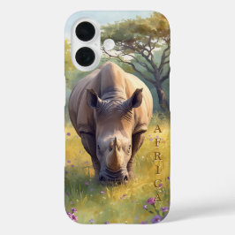 Retro Klassiker Afrikanisches Nashorn iPhone 16 Hülle