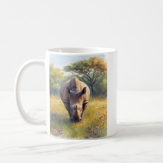 Retro Klassiker Afrikanisches Nashorn Kaffeetasse (Links)