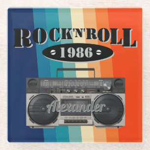 Retro-Klassiker Boombox Rock 'n' Roll Musik Vintag Glasuntersetzer