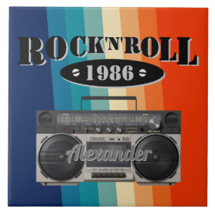 Retro-Klassiker Boombox Rock n Roll Musik vintage Fliese