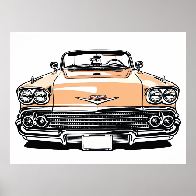 Retro Klassiker Cabrio Front Pop Art Poster (Vorne)