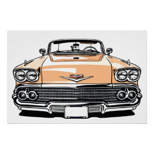 Retro Klassiker Cabrio Front Pop Art Poster