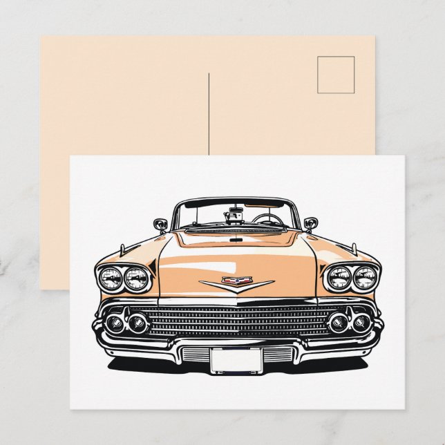 Retro Klassiker Cabrio Front Pop Art Postkarte (Vorne/Hinten)