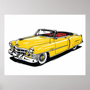 Retro Klassiker Cabrio Seiten PopArt Poster