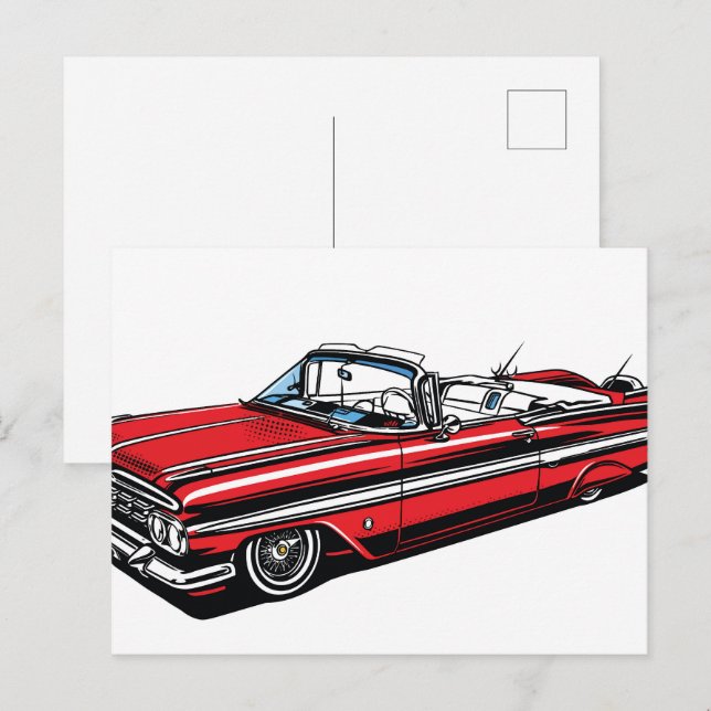Retro Klassiker Cabrio Side Pop Art Postkarte (Vorne/Hinten)