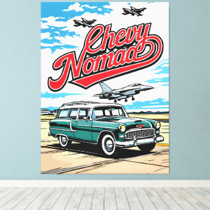 Retro-Klassiker-Wagen Sky Pop-Art-Illustrationsdru Leinwanddruck