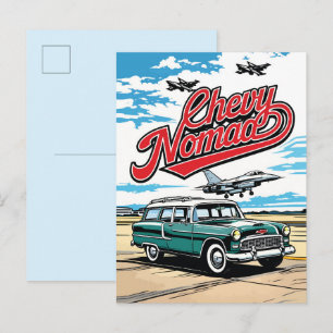 Retro Klassiker Wagon Sky Pop Art Illustration Dru Postkarte