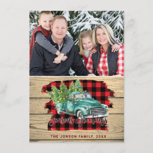Retro-Klassiker-Weihnachts-LKW-Foto-Gruß Feiertagskarte