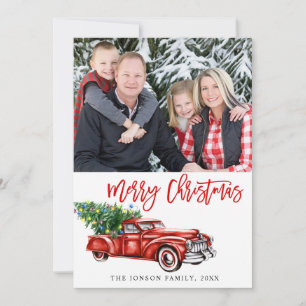 Retro-Klassiker-Weihnachts-LKW-Foto-Gruß Feiertagskarte