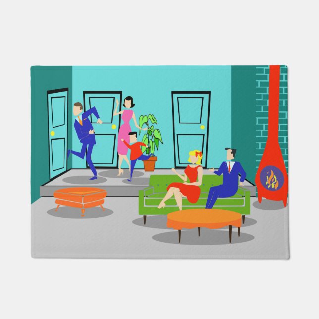 Retro klassische Fernsehtür-Matte Fußmatte (Vorderseite)