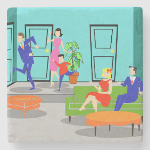 Retro klassischer Fernsehstein-Untersetzer Steinuntersetzer