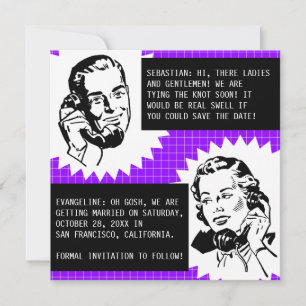 Retro Klatsch Paar Hochzeitskarten Save The Date