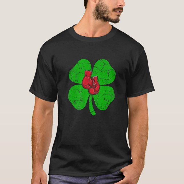 Retro Kleeblatt Boxing St.Patrick Day Player Irish T-Shirt (Vorderseite)