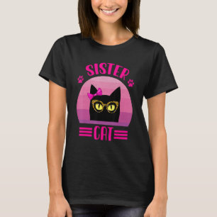 Retro kleine Schwester Katze mit Leopardenbrille K T-Shirt