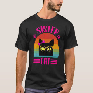 Retro kleine Schwester Katze mit Leopardenbrille K T-Shirt