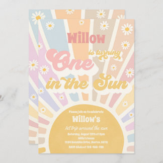 Retro kleiner Sonnenschein am Geburtstag der Sonne Einladung