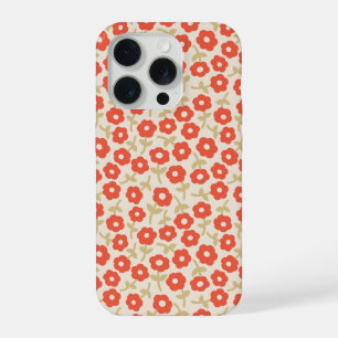 Retro kleines rotes Ditsy-Blumenmuster iPhone 15 Pro Hülle
