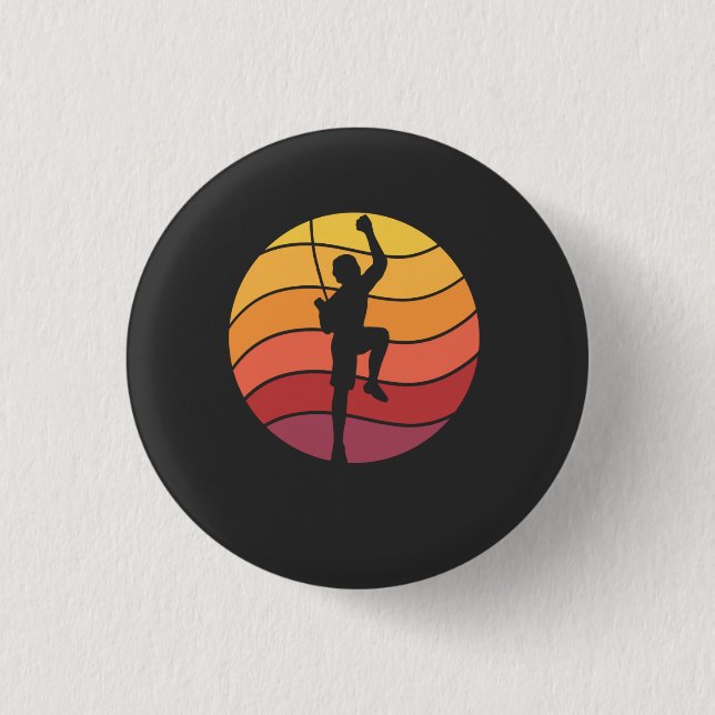 Retro Kletterer beim Rock Climbing Button (Vorderseite)