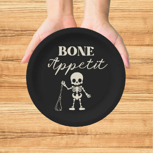 Retro-Knochen-Appetit Grusel-Halloween Pappteller