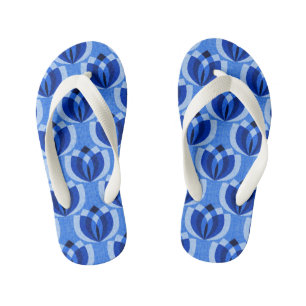 Retro-Kobalt-Blüten Kinderbadesandalen