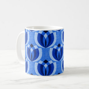 Retro kobaltblaue Blumen Kaffeetasse