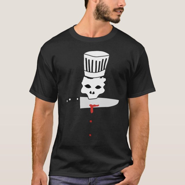 Retro Koch Skull mit Knife Anthony Bourdain&x27;s T-Shirt (Vorderseite)