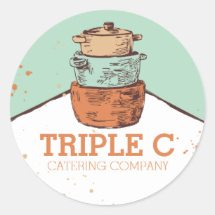 retro kochender Topfwannen-Kochs-StaplungsCatering Runder Aufkleber