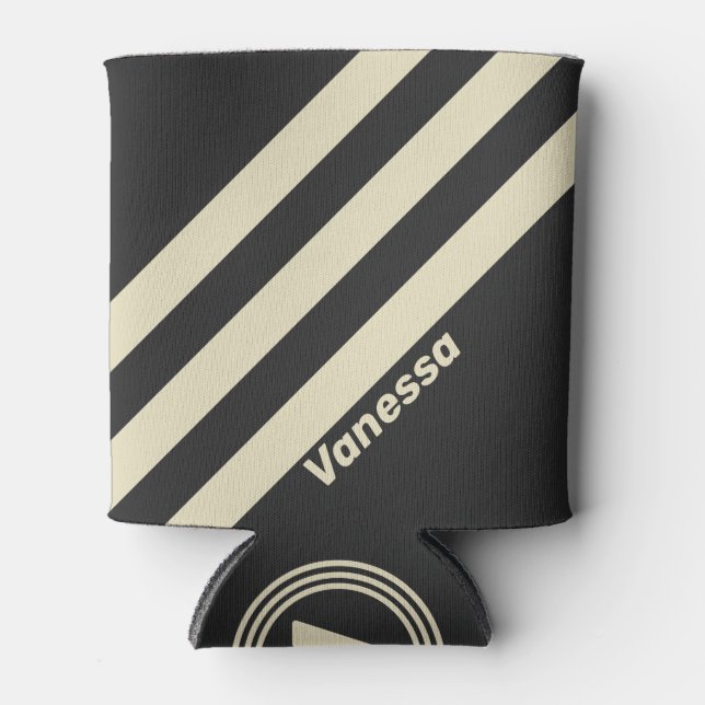 Retro Kohle Drei Streifen mit Namen Dosenkühler (Vorderseite)