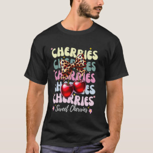 Retro Kokette Kirschen Leopard Band Bogen Frauen G T-Shirt