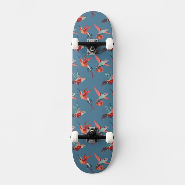 Retro Kolibri-Muster Skateboard (Vorderseite)